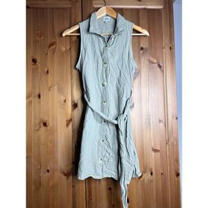 Rhythm Euro Summer Old Money‎ Coastal Beachy Linen Dress Collared Women's Small